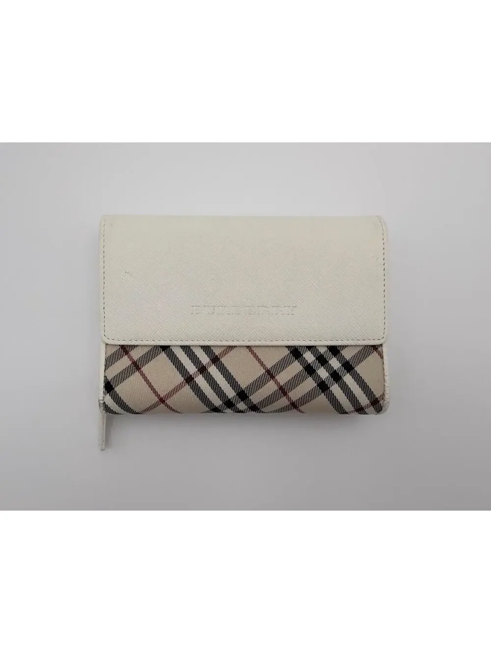 Authentic Burberry London Nova Check Pattern Leather Bi-fold Wallet Vintage COA